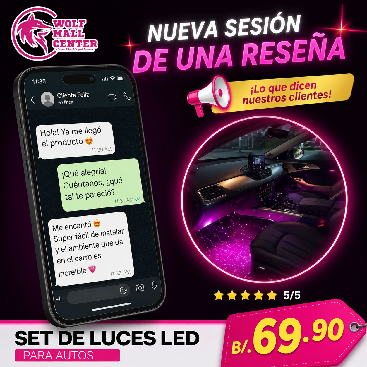Set de luces interior Carro